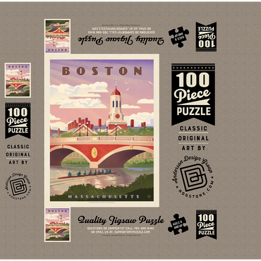 Boston: Anderson Memorial Bridge, Vintage Poster 100 Jigsaw Puzzle box 3D Modell