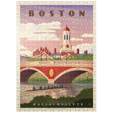 puzzleplate Boston: Anderson Memorial Bridge, Vintage Poster 500 Jigsaw Puzzle