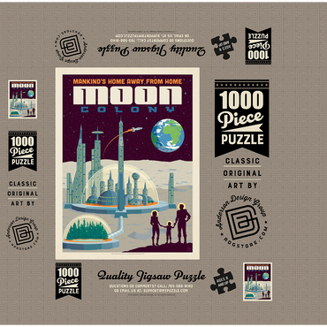 Moon Colony: Home Away From Home, Vintage Poster 1000 Jigsaw Puzzle box 3D Modell