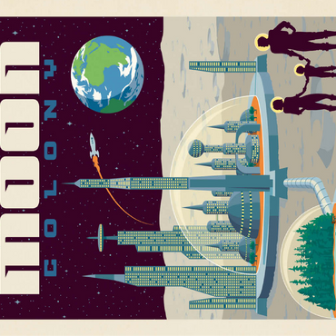 Moon Colony: Home Away From Home, Vintage Poster 100 Jigsaw Puzzle 3D Modell