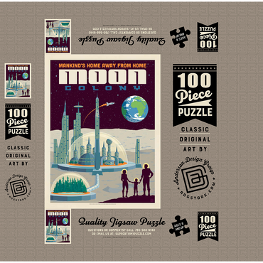 Moon Colony: Home Away From Home, Vintage Poster 100 Jigsaw Puzzle box 3D Modell