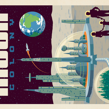 Moon Colony: Home Away From Home, Vintage Poster 500 Jigsaw Puzzle 3D Modell