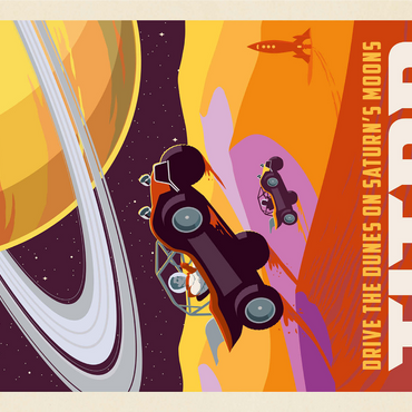 Saturn: As Seen From Dune Buggies On Titan, Vintage Poster 1000 Jigsaw Puzzle 3D Modell