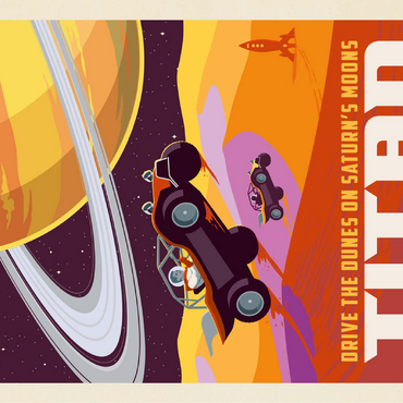 Saturn: As Seen From Dune Buggies On Titan, Vintage Poster 100 Jigsaw Puzzle 3D Modell