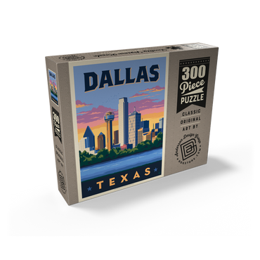 Dallas, Texas: Downtown River View, Vintage Poster 300 Jigsaw Puzzle box view2