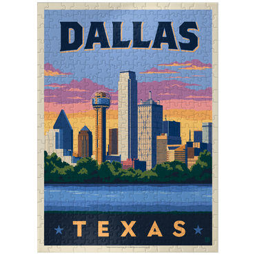 puzzleplate Dallas, Texas: Downtown River View, Vintage Poster 300 Jigsaw Puzzle