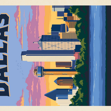 Dallas, Texas: Downtown River View, Vintage Poster 500 Jigsaw Puzzle 3D Modell