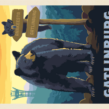 Gatlinburg, Tennessee: Anakeesta Signpost, Vintage Poster 1000 Jigsaw Puzzle 3D Modell