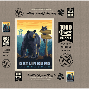 Gatlinburg, Tennessee: Anakeesta Signpost, Vintage Poster 1000 Jigsaw Puzzle box 3D Modell