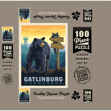 Gatlinburg, Tennessee: Anakeesta Signpost, Vintage Poster 100 Jigsaw Puzzle box 3D Modell