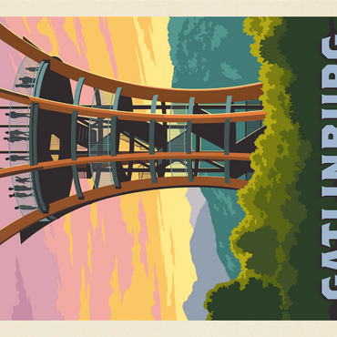 Gatlinburg, Tennessee: Anakeesta Tower, Vintage Poster 1000 Jigsaw Puzzle 3D Modell