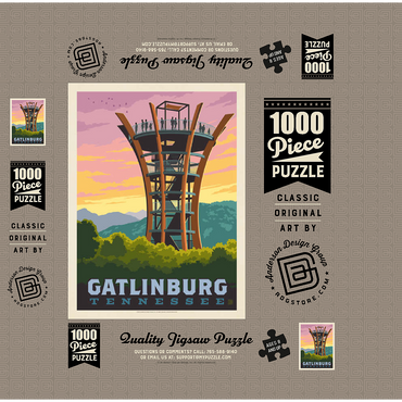 Gatlinburg, Tennessee: Anakeesta Tower, Vintage Poster 1000 Jigsaw Puzzle box 3D Modell