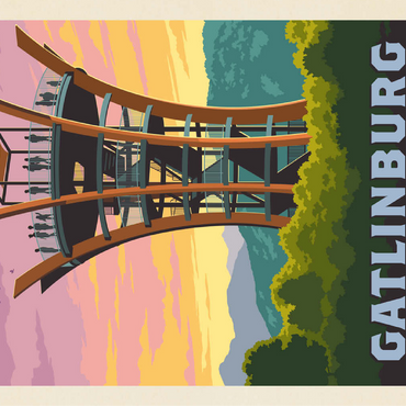 Gatlinburg, Tennessee: Anakeesta Tower, Vintage Poster 100 Jigsaw Puzzle 3D Modell