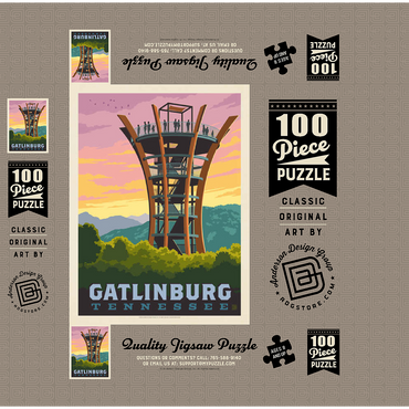 Gatlinburg, Tennessee: Anakeesta Tower, Vintage Poster 100 Jigsaw Puzzle box 3D Modell