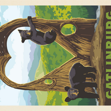 Gatlinburg, Tennessee: Anakeesta Twigloo Cubs, Vintage Poster 1000 Jigsaw Puzzle 3D Modell