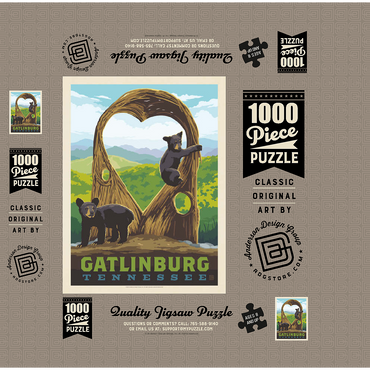 Gatlinburg, Tennessee: Anakeesta Twigloo Cubs, Vintage Poster 1000 Jigsaw Puzzle box 3D Modell