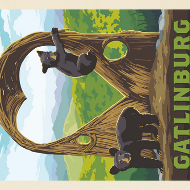 Gatlinburg, Tennessee: Anakeesta Twigloo Cubs, Vintage Poster 100 Jigsaw Puzzle 3D Modell