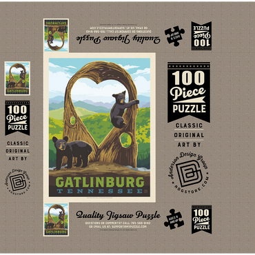 Gatlinburg, Tennessee: Anakeesta Twigloo Cubs, Vintage Poster 100 Jigsaw Puzzle box 3D Modell