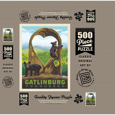Gatlinburg, Tennessee: Anakeesta Twigloo Cubs, Vintage Poster 500 Jigsaw Puzzle box 3D Modell