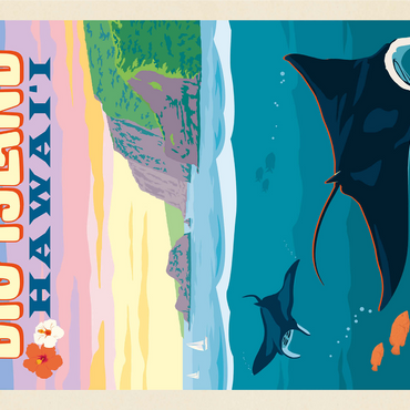 Hawaii: Big Island (Manta Rays), Vintage Poster 1000 Jigsaw Puzzle 3D Modell