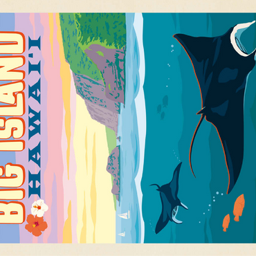 Hawaii: Big Island (Manta Rays), Vintage Poster 100 Jigsaw Puzzle 3D Modell