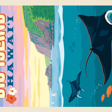 Hawaii: Big Island (Manta Rays), Vintage Poster 500 Jigsaw Puzzle 3D Modell