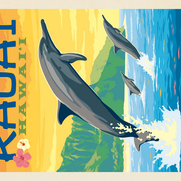 Hawaii: Kaua'i (Dolphins), Vintage Poster 100 Jigsaw Puzzle 3D Modell