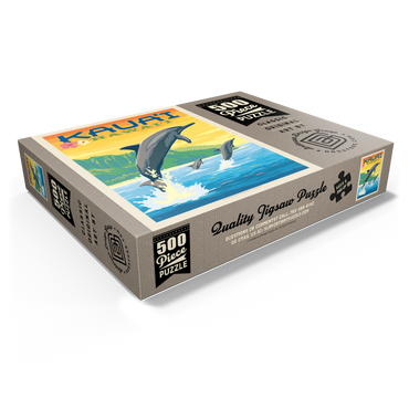 Hawaii: Kaua'i (Dolphins), Vintage Poster 500 Jigsaw Puzzle box view1