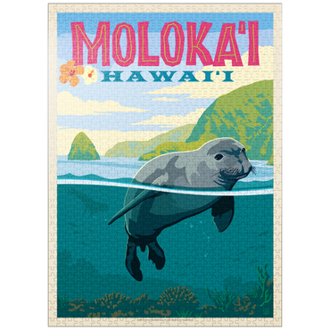 puzzleplate Hawaii: Moloka'i (Monk Seal), Vintage Poster 1000 Jigsaw Puzzle