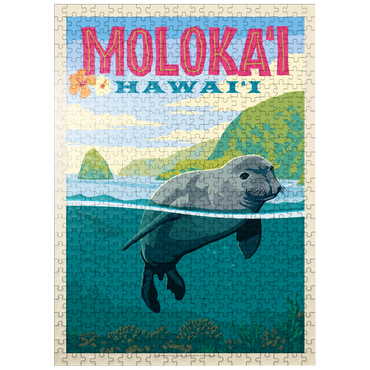 puzzleplate Hawaii: Moloka'i (Monk Seal), Vintage Poster 500 Jigsaw Puzzle
