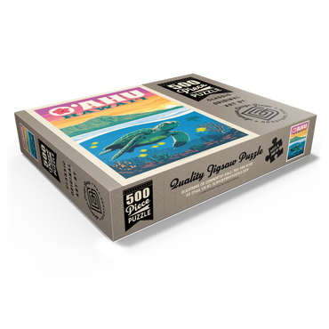 Hawaii: O'ahu (Sea Turtle), Vintage Poster 500 Jigsaw Puzzle box view1