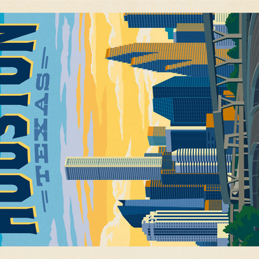 Houston, Texas: City With No Limits, Vintage Poster 1000 Jigsaw Puzzle 3D Modell