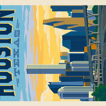 Houston, Texas: City With No Limits, Vintage Poster 500 Jigsaw Puzzle 3D Modell