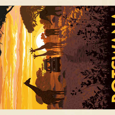 Botswana, Africa, Vintage Poster 1000 Jigsaw Puzzle 3D Modell