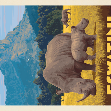 Eswatini, Africa, Vintage Poster 1000 Jigsaw Puzzle 3D Modell