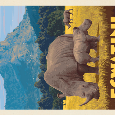 Eswatini, Africa, Vintage Poster 500 Jigsaw Puzzle 3D Modell