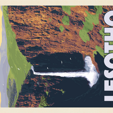 Lesotho, Africa, Vintage Poster 1000 Jigsaw Puzzle 3D Modell