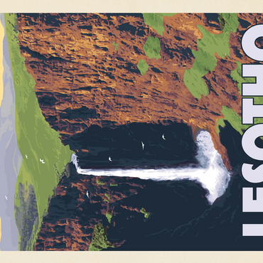 Lesotho, Africa, Vintage Poster 500 Jigsaw Puzzle 3D Modell