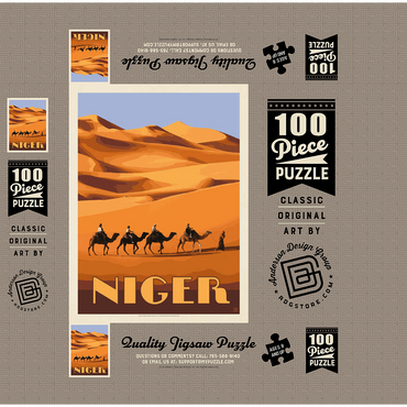 Niger, Africa, Vintage Poster 100 Jigsaw Puzzle box 3D Modell