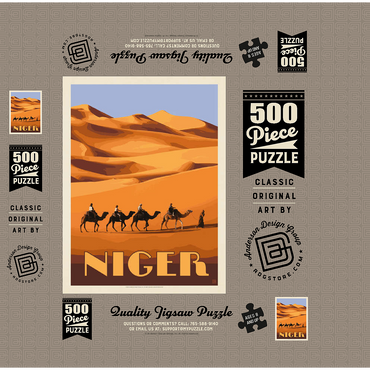 Niger, Africa, Vintage Poster 500 Jigsaw Puzzle box 3D Modell