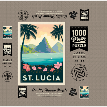 Saint Lucia, Vintage Poster 1000 Jigsaw Puzzle box 3D Modell