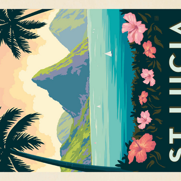 Saint Lucia, Vintage Poster 100 Jigsaw Puzzle 3D Modell