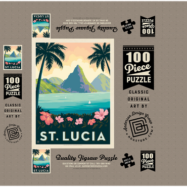 Saint Lucia, Vintage Poster 100 Jigsaw Puzzle box 3D Modell