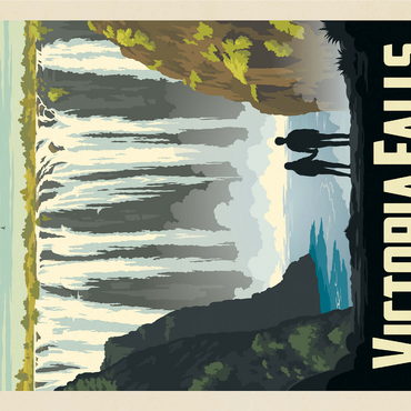 Zimbabwe, Africa: Victoria Falls, Vintage Poster 1000 Jigsaw Puzzle 3D Modell