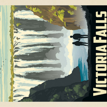Zimbabwe, Africa: Victoria Falls, Vintage Poster 100 Jigsaw Puzzle 3D Modell