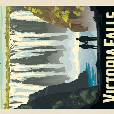 Zimbabwe, Africa: Victoria Falls, Vintage Poster 500 Jigsaw Puzzle 3D Modell