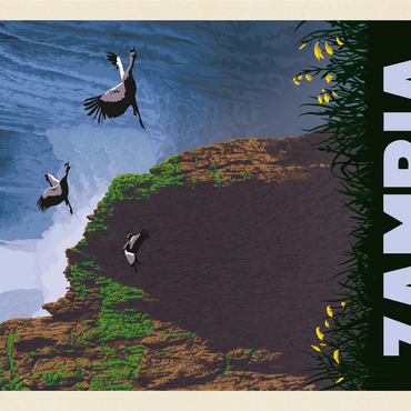 Zambia, Africa, Vintage Poster 1000 Jigsaw Puzzle 3D Modell