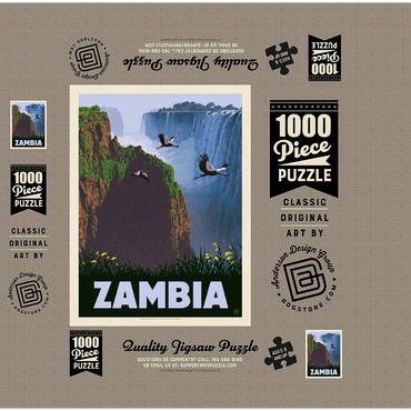 Zambia, Africa, Vintage Poster 1000 Jigsaw Puzzle box 3D Modell