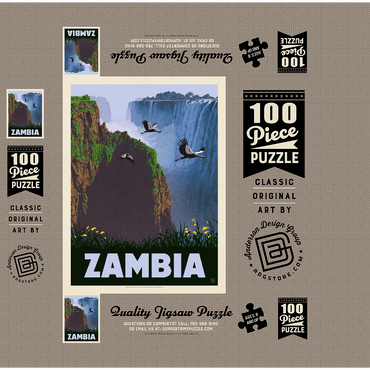 Zambia, Africa, Vintage Poster 100 Jigsaw Puzzle box 3D Modell