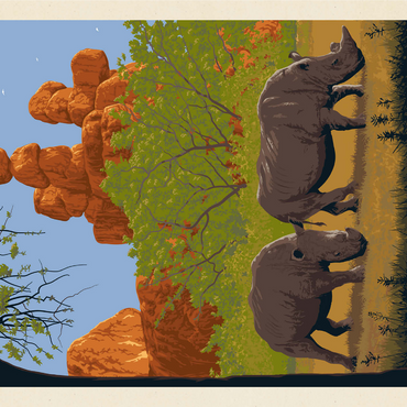 Zimbabwe, Vintage Poster 1000 Jigsaw Puzzle 3D Modell